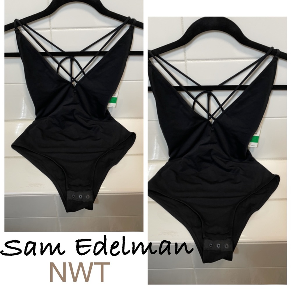 NWT M Edelman plunge bodysuit in black